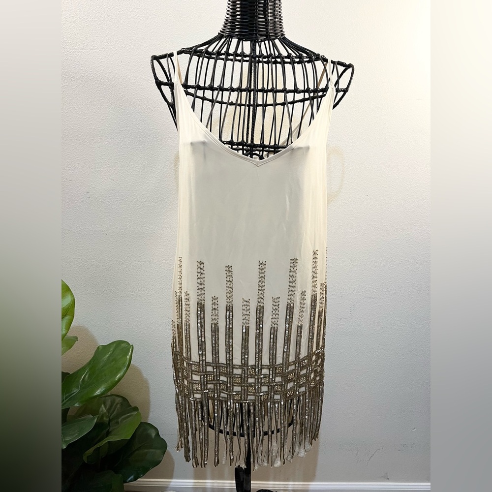 Vintage Cream and Gold Beaded Sequin Dress